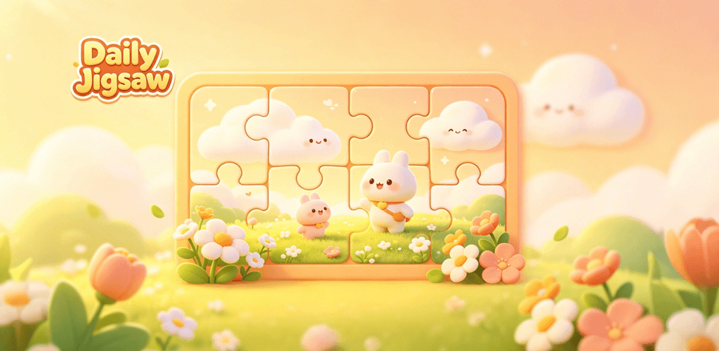 Daily Jigsaw — cute bunnies in a meadow jigsaw puzzle